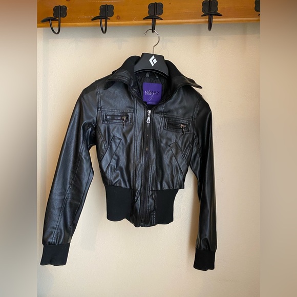 Miley Cyrus Black Faux Leather Jacket Girls XS - Picture 2 of 14